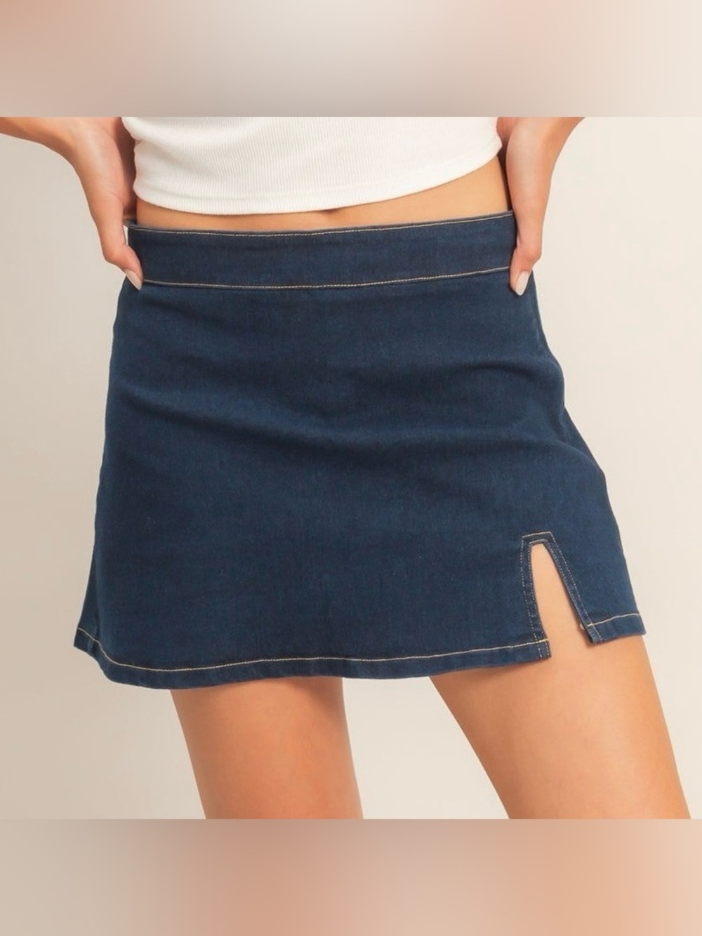 NWOT Hyfve Denim Mini Skort With Slit Size L